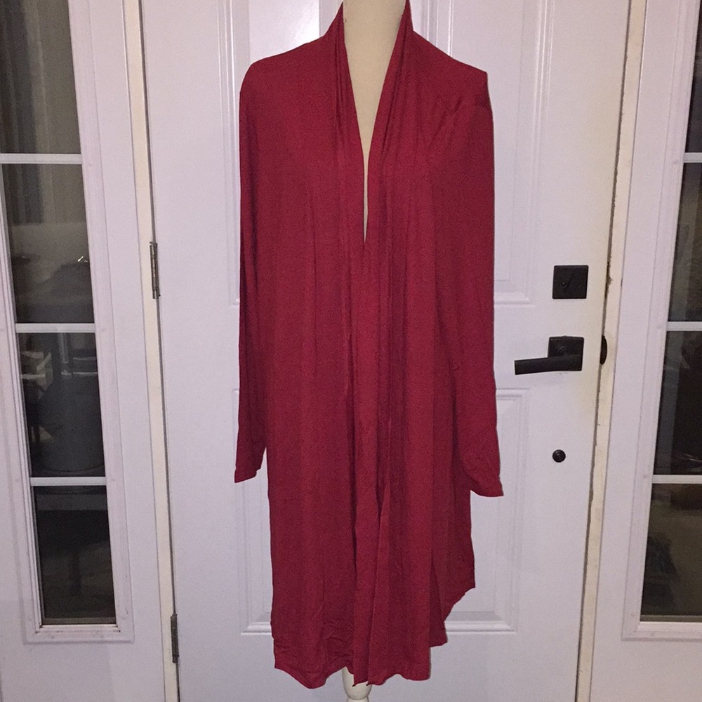 Yesta April Soft Jersey Rosewood Cardigan Sweater Long Length Plus Size 18W